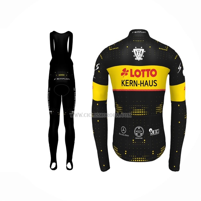 2022 Ropa Ciclismo Lotto Soudal Amarillo Negro Mangas Largas y Culotte ioui011
